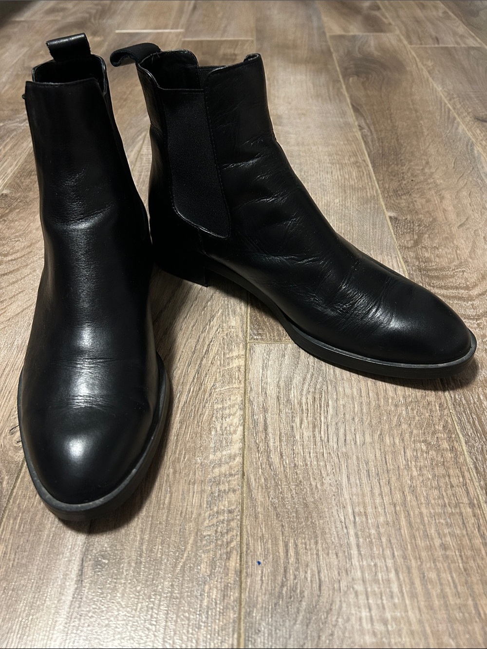 Zara Black Leather Chelsea Ankle Boots